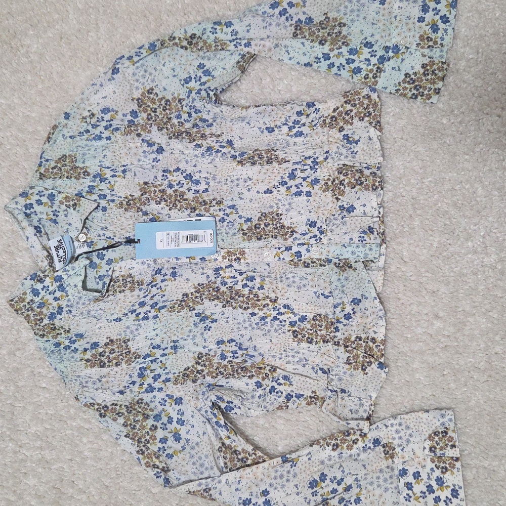 NWT Future Collective Reese Blutstein Floral Button-Up Blouse, Size XL